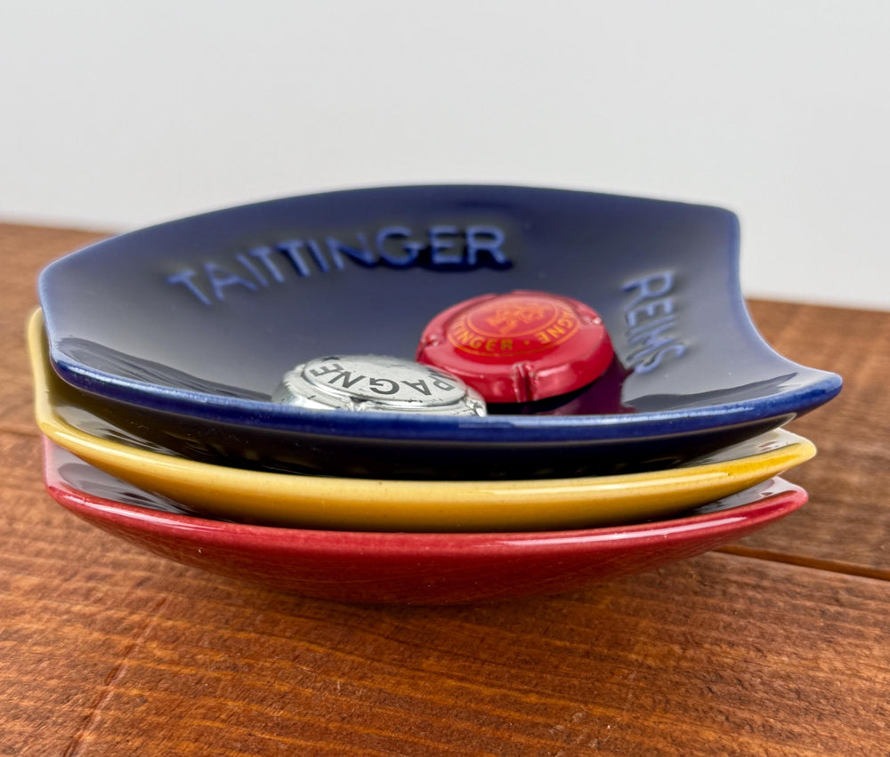 Set of 3 Vintage Taittinger Champagne Ashtray