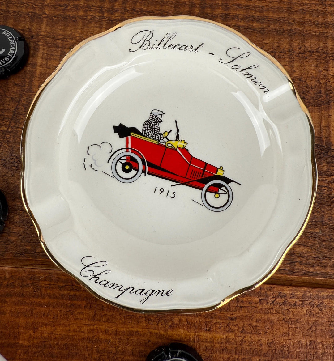 Set of 3 porcelain Vintage Billecart Salmon Champagne Ashtrays