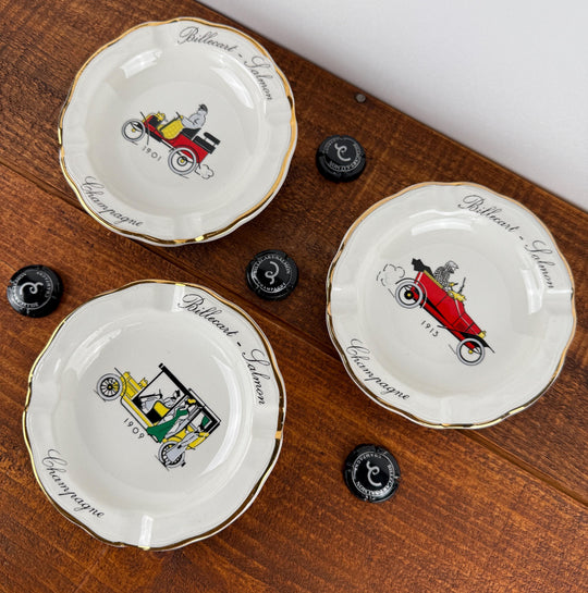 Set of 3 porcelain Vintage Billecart Salmon Champagne Ashtrays