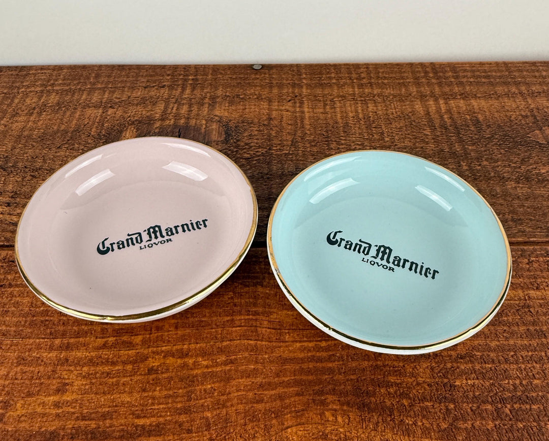 Set of 2 Vintage Grand Marnier Porcelain Ashtrays