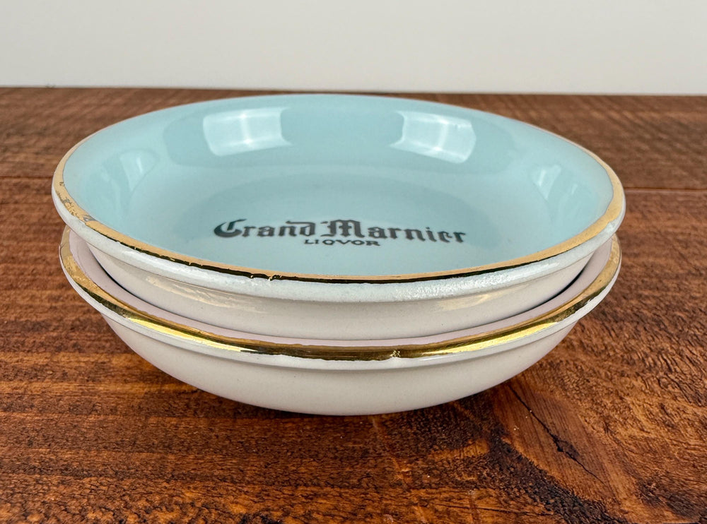 Set of 2 Vintage Grand Marnier Porcelain Ashtrays