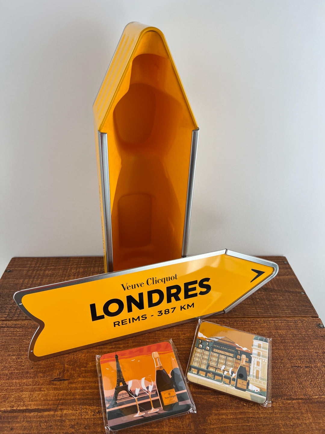 Set of Veuve Clicquot London Arrow Box and Coasters
