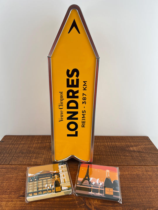 Set of Veuve Clicquot London Arrow Box and Coasters