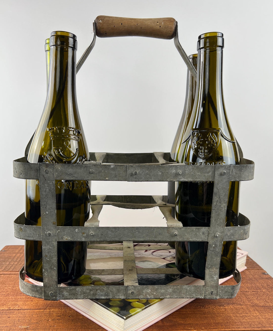 Vintage French Metal 6 wine Bottles Holder