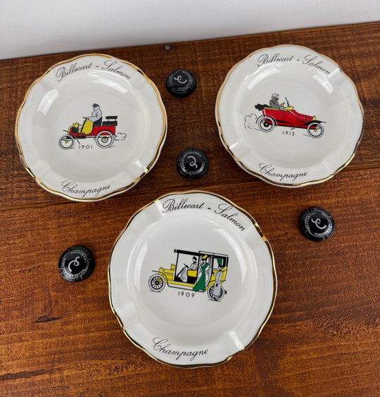 Set of 3 porcelain Vintage Billecart Salmon Champagne Ashtrays