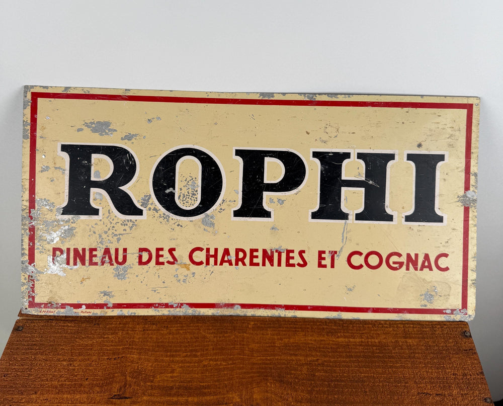 Vintage Rophi Pineau des Charentes & Cognac Metallic Sign