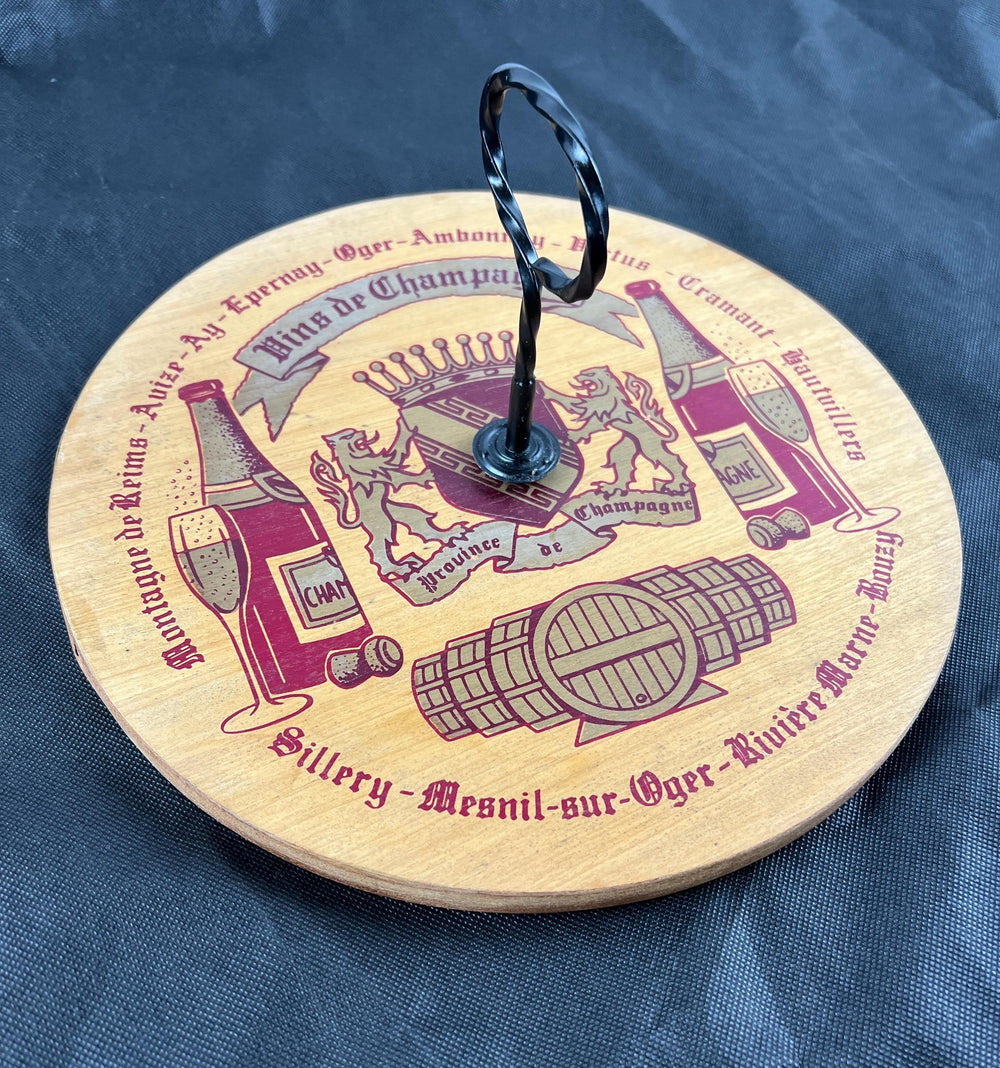 Vintage French Wooden Champagne decor Plate