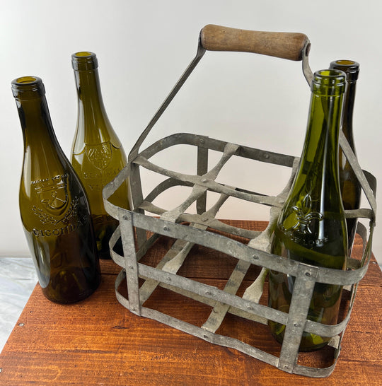 Vintage French Metal 6 wine Bottles Holder