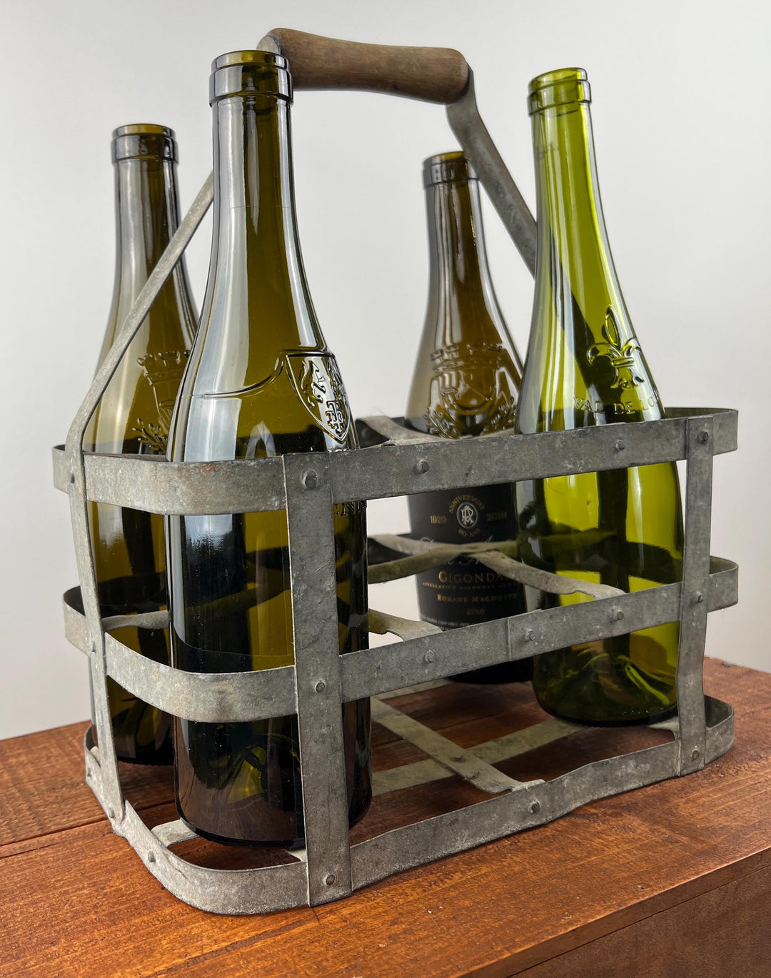 Vintage French Metal 6 wine Bottles Holder