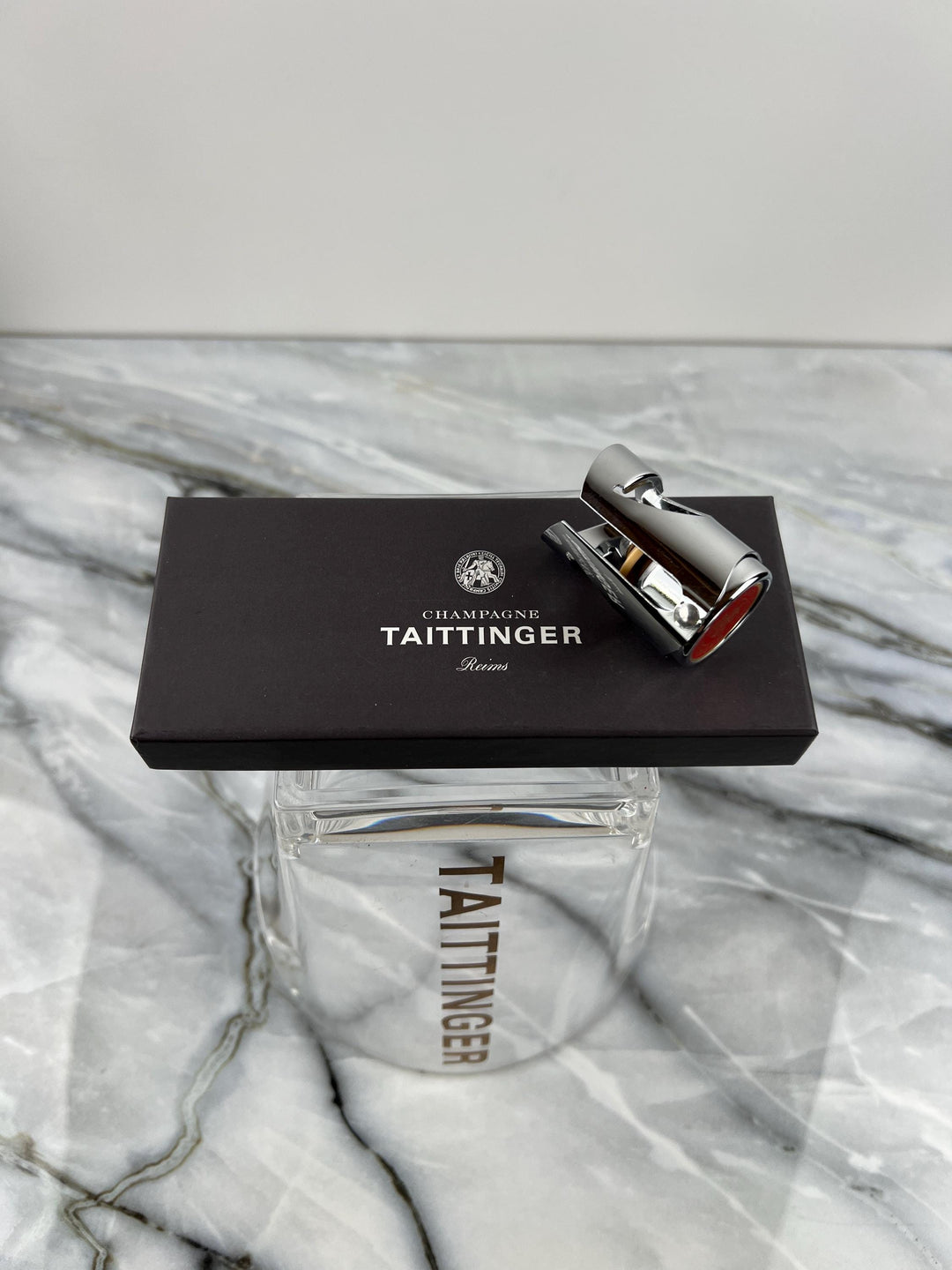 French Vintage Taittinger Champagne Set ( Ice Bucket, Stopper, Pen, Keychain )